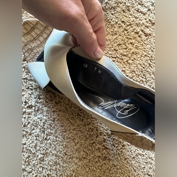 Donald Pliner Platform Tan Snakeskin Heels w Adjustable Straps 7 - Picture 2 of 13